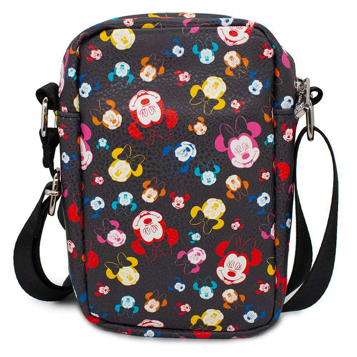 Women's Crossbody Wallet - Minnie Mouse Expressions Scattered Black Multi Color Crossbody Bags Disney   