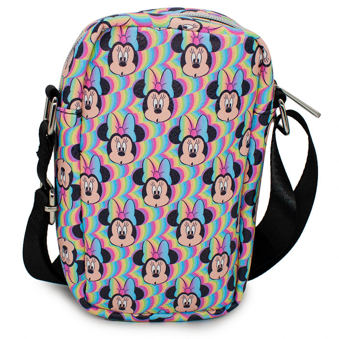 Women's Crossbody Wallet - Minnie Mouse Surprised Expression Rainbow Fade Crossbody Bags Disney   