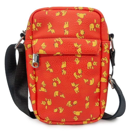 Crossbody Wallet - Winnie the Pooh Stretch Poses Scattered Red Crossbody Bags Disney   