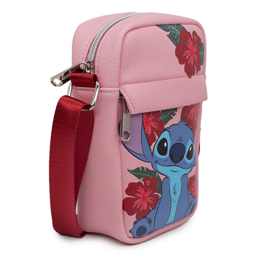 Women's Crossbody Wallet - Lilo & Stitch Stitch Sweet Smiling Pose Hibiscus Flowers Pinks Crossbody Bags Disney   