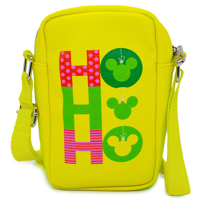 Crossbody Wallet - Holiday Mickey Mouse Smiling Expression HO HO HO Yellow Red White Crossbody Bags Disney   