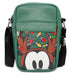 Women's Crossbody Wallet - Mickey Mouse Holiday Antlers Face Close-Up Green Crossbody Bags Disney   