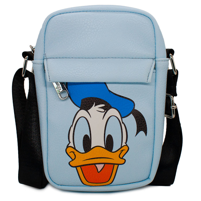 Women's Crossbody Wallet - Donald Duck Smiling Expression Close-Up Baby Blue Crossbody Bags Disney   