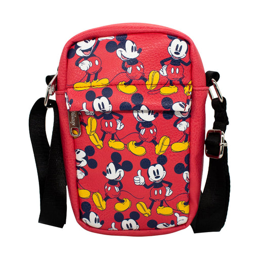 Crossbody Wallet - Mickey Mouse Standing Poses Scattered Red Crossbody Bags Disney   