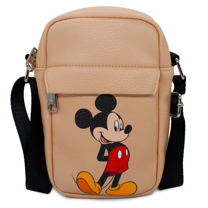 Crossbody Wallet - Classic Mickey Mouse Standing Pose Tan Crossbody Bags Disney   