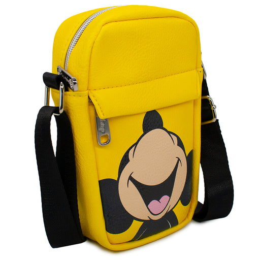 Crossbody Wallet - Mickey Mouse Smiling Up Pose Yellow Crossbody Bags Disney   