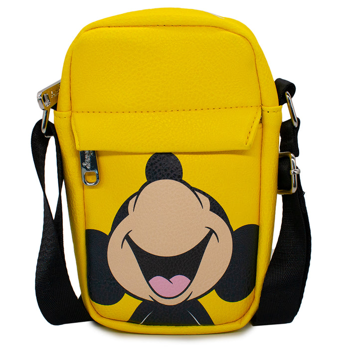 Crossbody Wallet - Mickey Mouse Smiling Up Pose Yellow Crossbody Bags Disney   