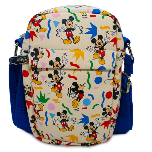 Crossbody Wallet - Mickey Mouse Action Poses Confetti Collage White Multi Color Crossbody Bags Disney   