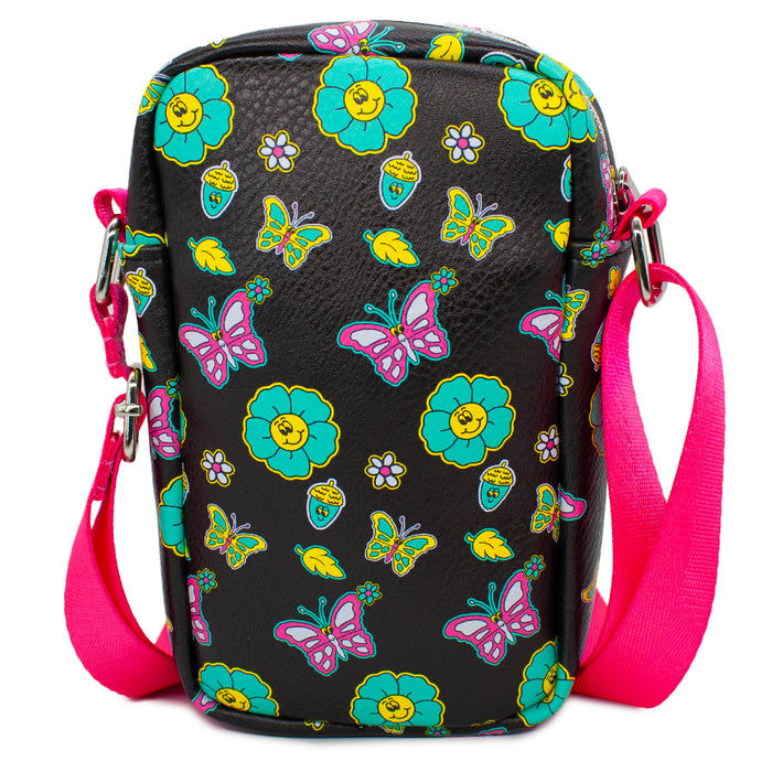 Crossbody Wallet - Bambi Thumper I'M THUMPIN Retro Pose Floral Collage Black Yellow Teal Pink Crossbody Bags Disney   
