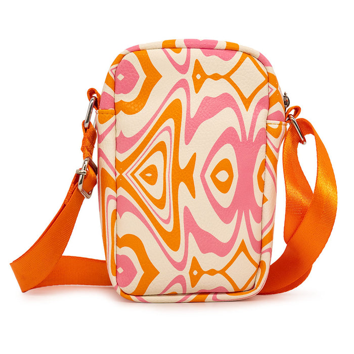 Crossbody Wallet - Lilo & Stitch STITCH & ANGEL Pose Psychedelic Wave Cream Orange Pink Crossbody Bags Disney   