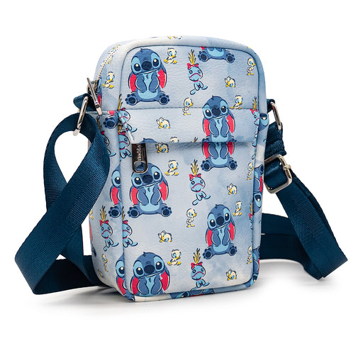 Crossbody Wallet - Lilo & Stitch Stitch Scrump and Ducks Collage Blues Crossbody Bags Disney   