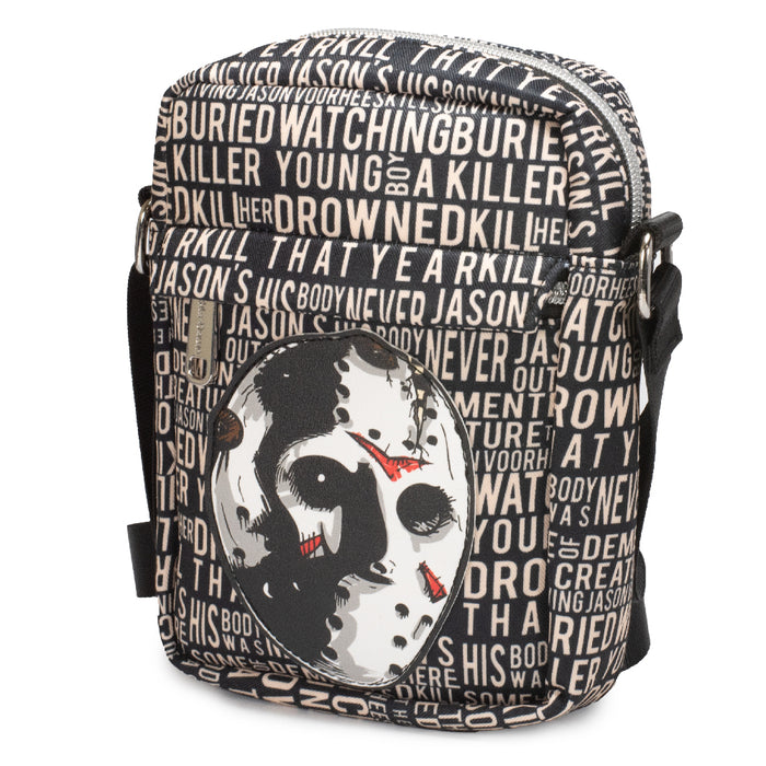 Women's Crossbody Wallet - Friday the 13th Jason Mask with Quotes Collage Crossbody Bags Warner Bros. Horror Movies   