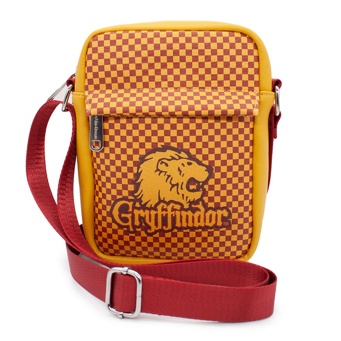 Women's Crossbody Wallet - Harry Potter GRYFFINDOR Lion Icon Checker Golden Yellow Red Crossbody Bags The Wizarding World of Harry Potter   
