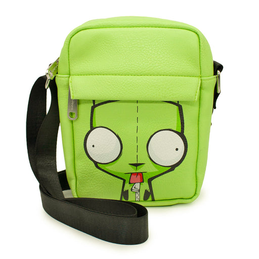 Crossbody Wallet - Invader Zim GIR Face CLOSE-UP Lime Green Crossbody Bags Nickelodeon   