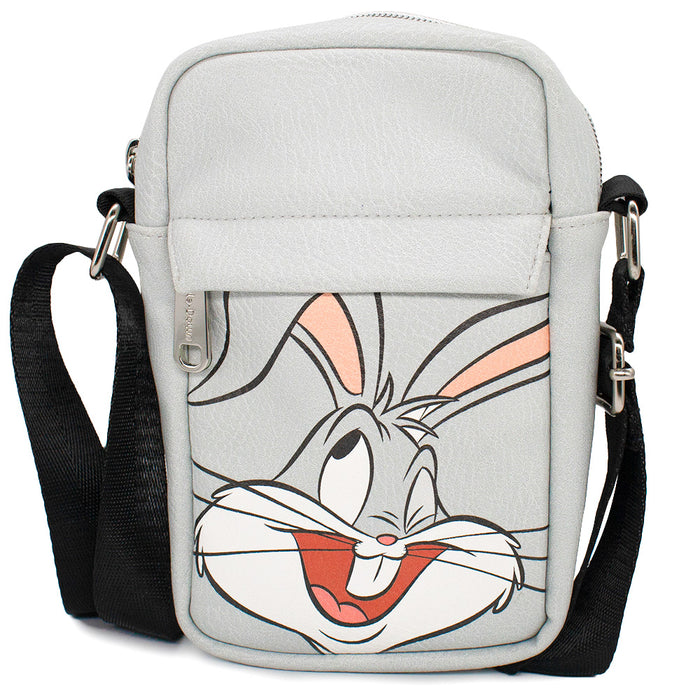 Women's Crossbody Wallet - Looney Tunes Bugs Bunny Winking Face Gray Crossbody Bags Looney Tunes   