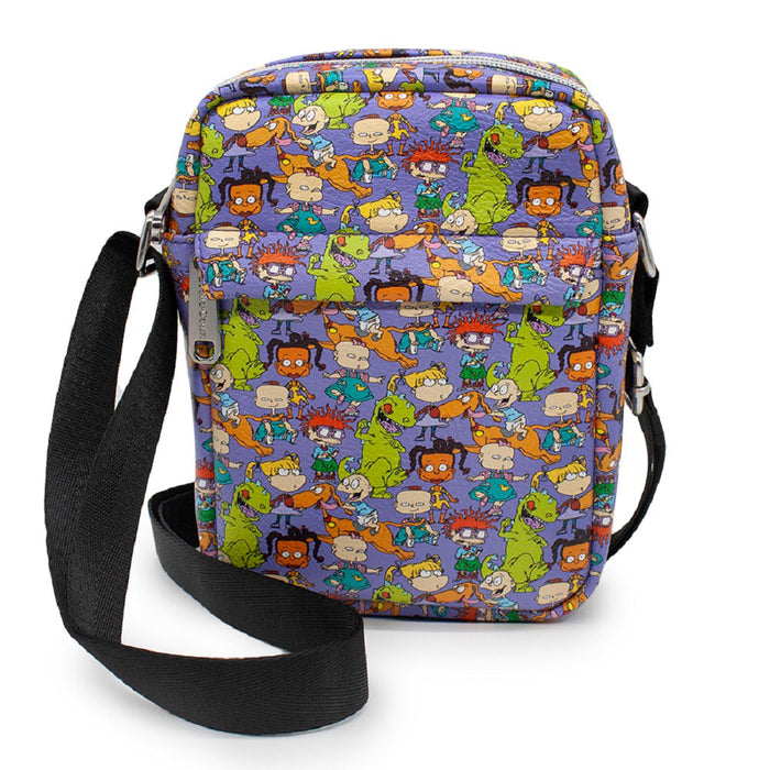 Women's Crossbody Wallet - Rugrats Characters Stacked Collage Purple Crossbody Bags Nickelodeon   