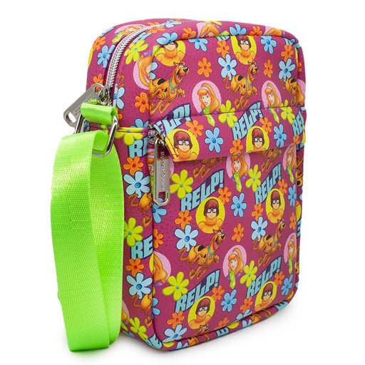 Women's Crossbody Wallet - Scooby Doo RELP! Flowers with Daphne and Velma Collage Pink Crossbody Bags Scooby Doo   