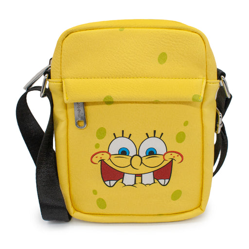 Women's Crossbody Wallet - SpongeBob Biting Lip Expression Yellow Crossbody Bags Nickelodeon   