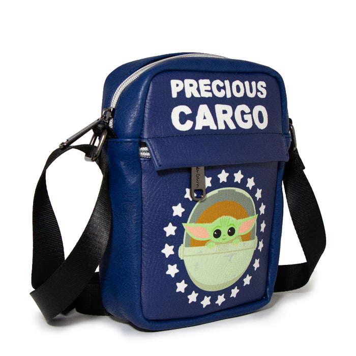 Women's Crossbody Wallet - The Child PRECIOUS CARGO Carriage Pod Pose Stars Blue White Crossbody Bags Star Wars   