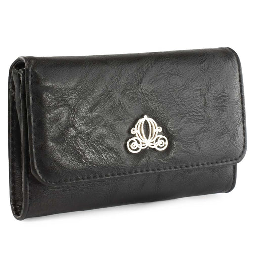 Women's Fold Over Wallet Rectangle - Cinderella Carriage Silver Enamel Clutch Snap Closure Wallets Disney   