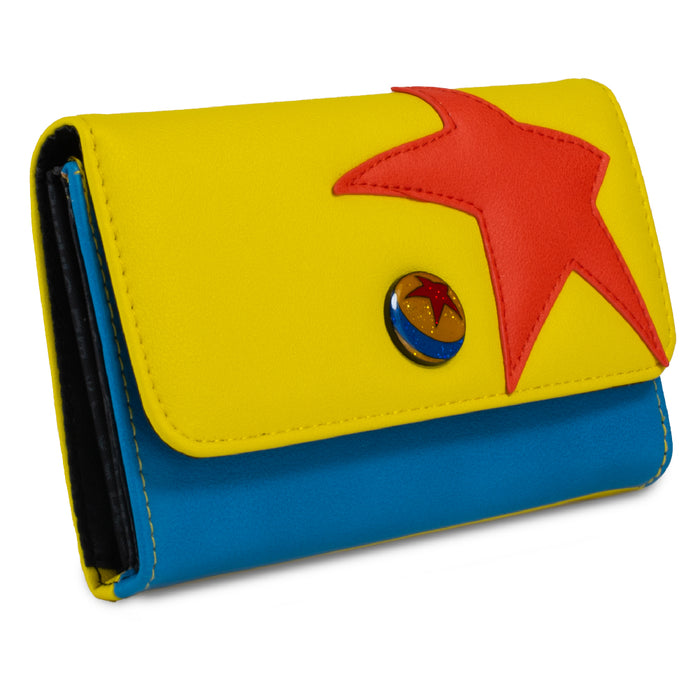 Women's Fold Over Wallet Rectangle - Pixar Luxo Ball Bounding Yellow Red Blue Clutch Snap Closure Wallets Disney   