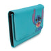 Women's Fold Over Wallet Rectangle Saffiano PU - Lilo & Stitch Stitch Smiling Pose Blue Clutch Snap Closure Wallets Disney   