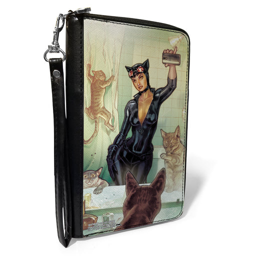 PU Zip Around Wallet Rectangle - DC Comics Catwoman Issue #34 Selfie Variant Comic Book Cover Clutch Zip Around Wallets DC Comics   
