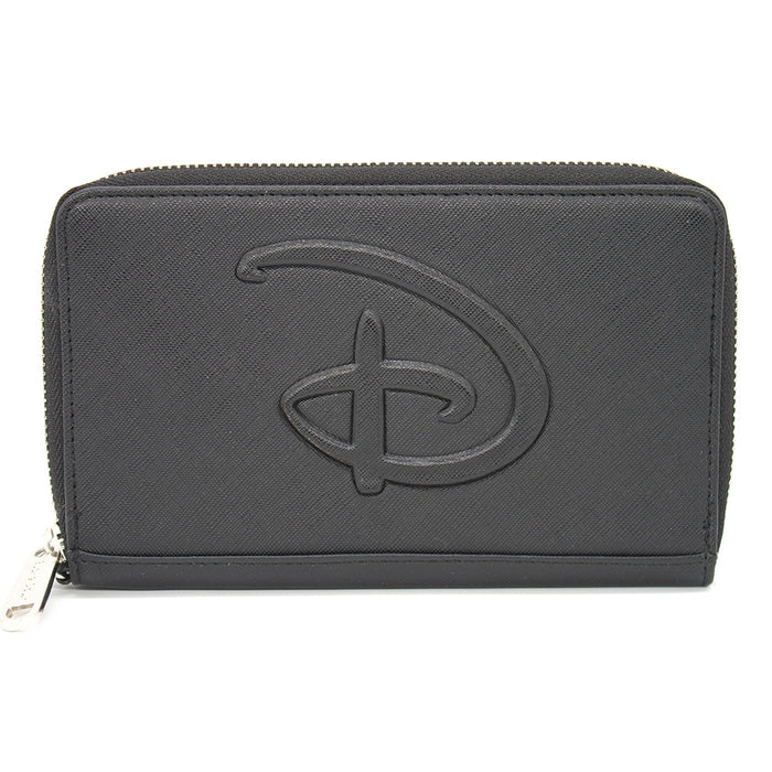 Women's PU Zip Around Wallet Rectangle - Disney Signature D Logo Centered Embossed Clutch Zip Around Wallets Disney   