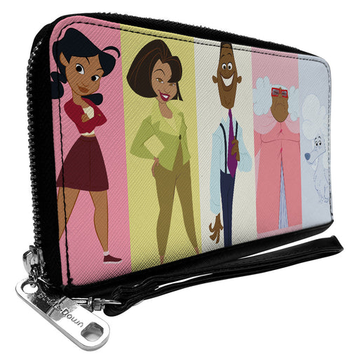 PU Zip Around Wallet Rectangle - The Proud Family Pose Blocks Multi Pastel Clutch Zip Around Wallets Disney   