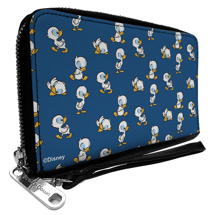 PU Zip Around Wallet Rectangle - Lilo & Stitch Duckling Poses Scattered Blue Clutch Zip Around Wallets Disney   