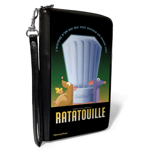 PU Zip Around Wallet Rectangle - Ratatouille Emile and Remy Chef Hat Pose + Text Logo Greens/Yellows Clutch Zip Around Wallets Disney   