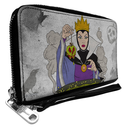 PU Zip Around Wallet Rectangle - Snow White's Evil Queen Cauldron Pose Clutch Zip Around Wallets Disney   