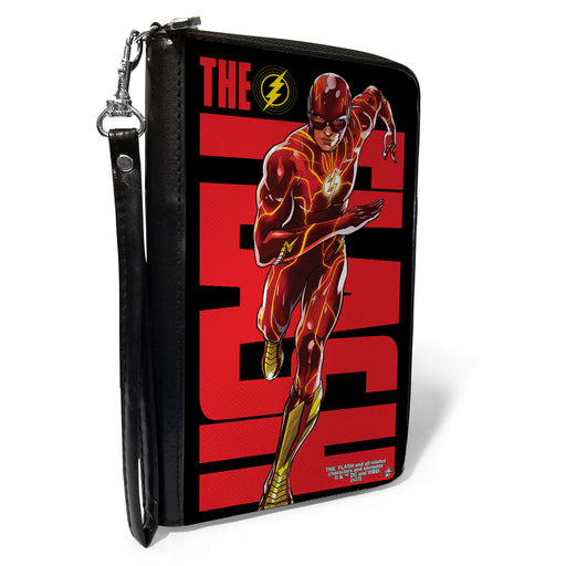 PU Zip Around Wallet Rectangle - THE FLASH Title and Running Action Pose Black/Red/Yellow Clutch Zip Around Wallets DC Comics   