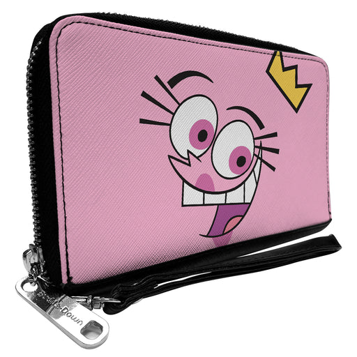 PU Zip Around Wallet Rectangle - The Fairly OddParents Wanda Face Expression CLOSE-UP Pink Clutch Zip Around Wallets Nickelodeon   