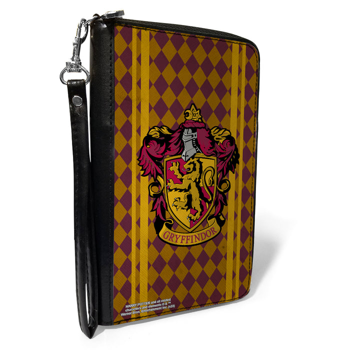 PU Zip Around Wallet Rectangle - GRYFFINDOR Crest Stripes/Diamonds Red/Golds Clutch Zip Around Wallets The Wizarding World of Harry Potter   
