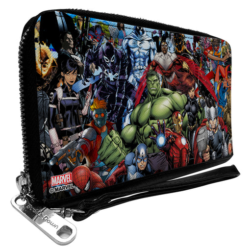 PU Zip Around Wallet Rectangle - Marvel Universe Heroes & Villains Portrait/Logo Clutch Zip Around Wallets Marvel Comics   