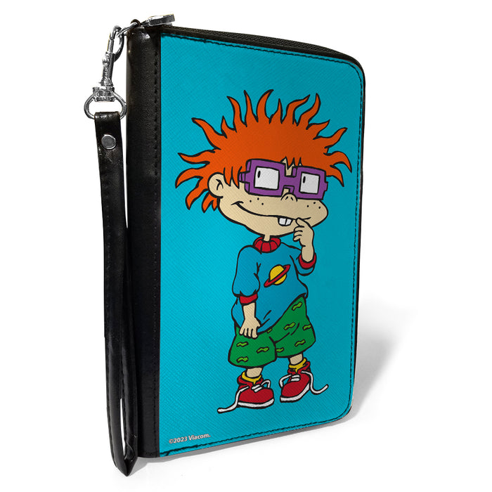 PU Zip Around Wallet Rectangle - Rugrats Chuckie Pose Blue Clutch Zip Around Wallets Nickelodeon   
