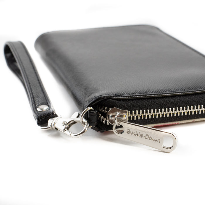 PU Zip Around Wallet Rectangle - Yin Yang Symbol Black/White Clutch Zip Around Wallets Buckle-Down   
