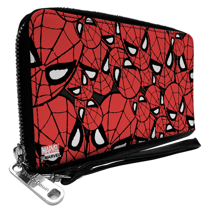 MARVEL COMICS 

PU Zip Around Wallet Rectangle - Spider-Man Face Stacked Clutch Zip Around Wallets Marvel Comics   