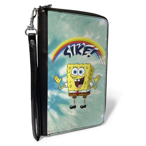 PU Zip Around Wallet Rectangle - SpongeBob SquarePants Rainbow SIKE! Pose Blues Clutch Zip Around Wallets Nickelodeon   