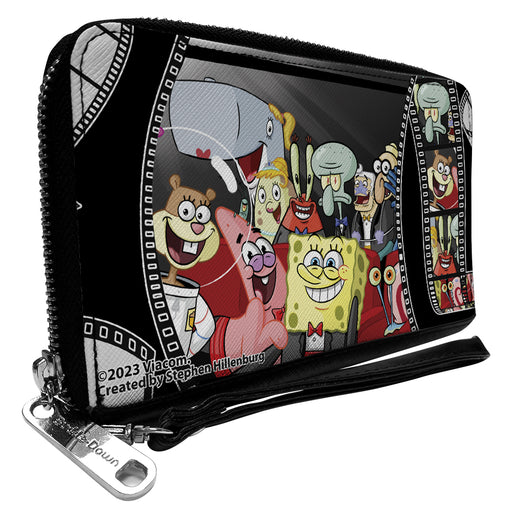 PU Zip Around Wallet Rectangle - SpongeBob Group on Red Carpet Film Strip Clutch Zip Around Wallets Nickelodeon   