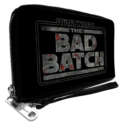 PU Zip Around Wallet Rectangle - STAR WARS THE BAD BATCH Logo Weathered Black/Grays/Rust Clutch Zip Around Wallets Star Wars   