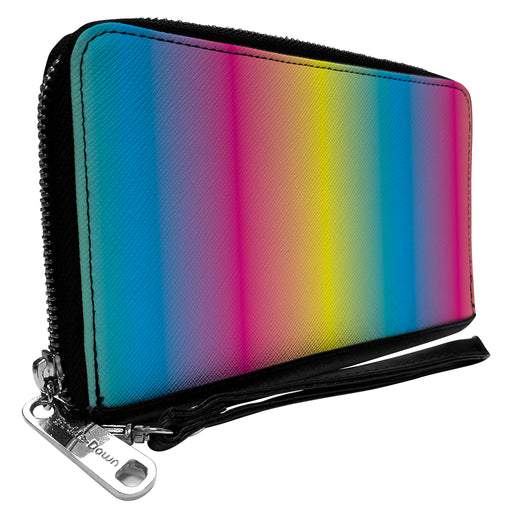 PU Zip Around Wallet Rectangle - Rainbow Ombre Clutch Zip Around Wallets Buckle-Down   