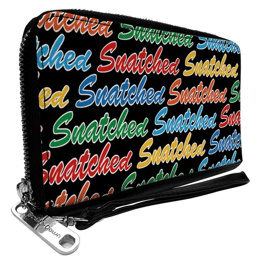 PU Zip Around Wallet Rectangle - SNATCHED Script Black/Multi Color Clutch Zip Around Wallets Buckle-Down   