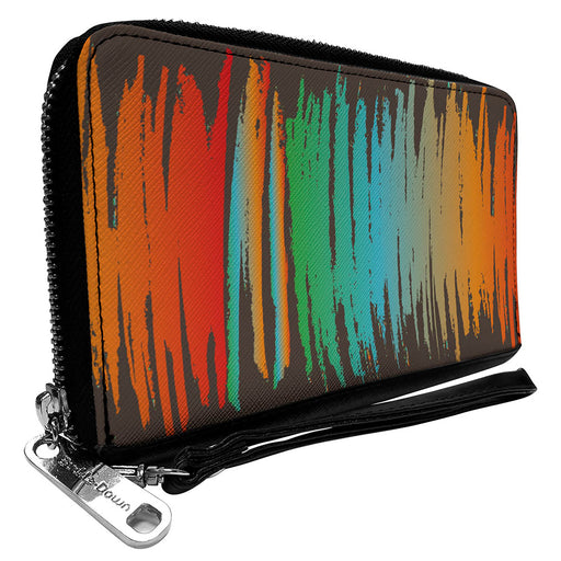 PU Zip Around Wallet Rectangle - Scribble Zarape Fade Brown/Multi Color Clutch Zip Around Wallets Buckle-Down   