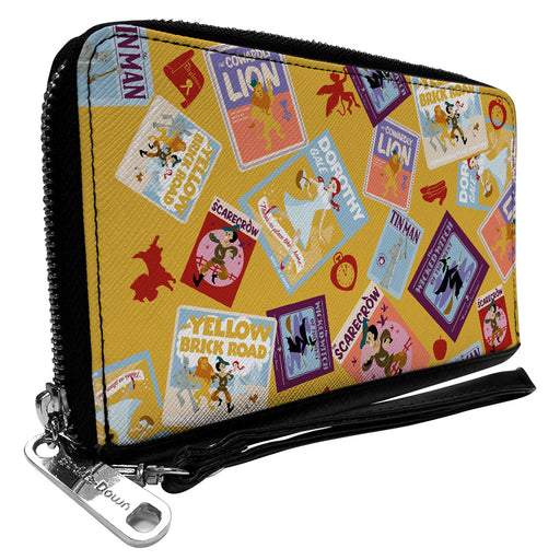 PU Zip Around Wallet Rectangle - The Wizard of Oz Characters Scenes and Icons Collage Yellow Clutch Zip Around Wallets Warner Bros. Movies   