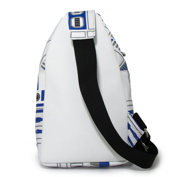 Women's Sling Wallet - Star Wars R2-D2 Bounding Parts White Blues Grays Crossbody Bags Star Wars   