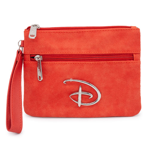 Women's Wallet Double Pocket Wristlet - Disney Signature D Silver Logo Red PU Wristlets Disney   