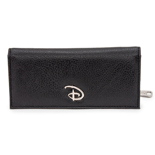 Women's Fold Over Snap Pouch Wallet - Disney Signature D Logo Silver Enamel Clutch Snap Closure Wallets Disney   
