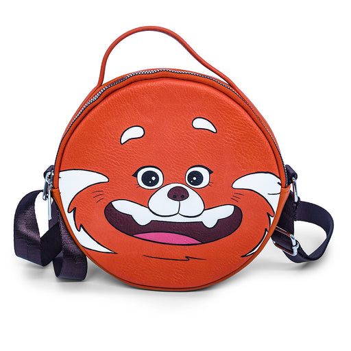 Round Crossbody Bag - Turning Red Red Panda Mei Smiling Face Close-Up Crossbody Bags Disney   